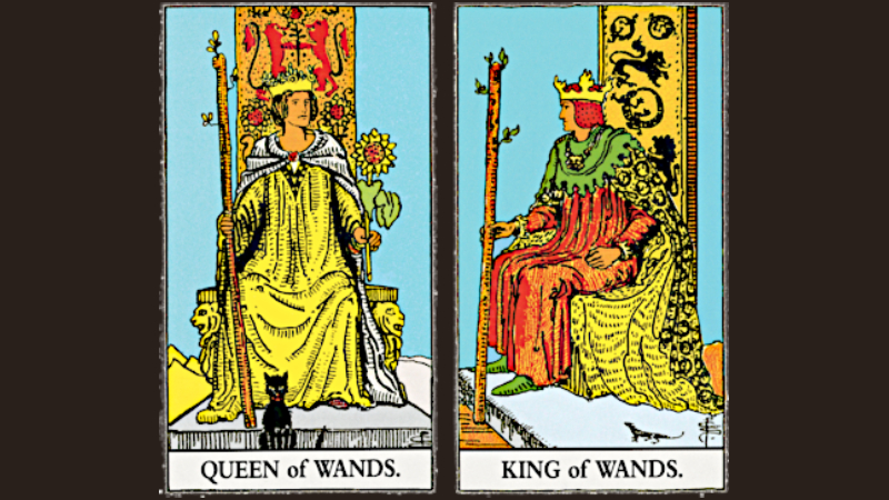 Cặp lá bài King of Wands và Queen of Wands